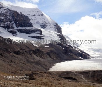 The Athabasca Glacier is easily the most famous glacier in North America seen from Icefields Parkway