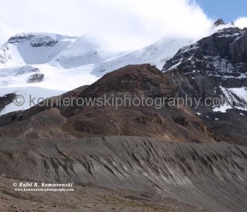 Glacial moraines left after retreat of The Athabasca Glacier, Columbia Icefield, Jasper National Park, Alberta