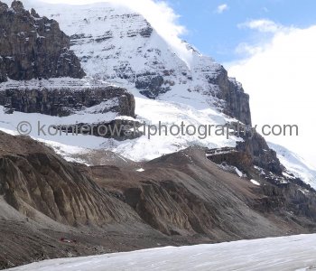 The Athabasca Glacier is easily the most famous glacier in North America seen from Icefields Parkway