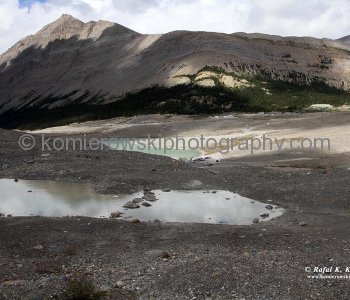View from the Athabasca Glacier is part of the Columbia Icefield, Jasper National Park, Alberta, Canada