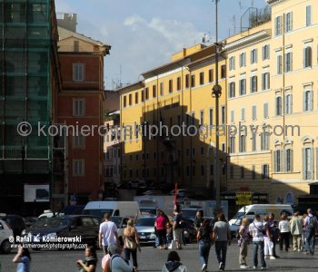 Colorful buildings near Fontana di Trevi,  the other side of Rome
