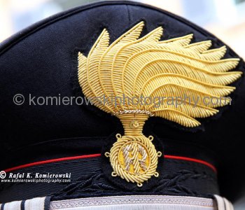 A flaming grenade. A symbol of the Italian Carabinieri-Police, Piazza Colonna, Rome