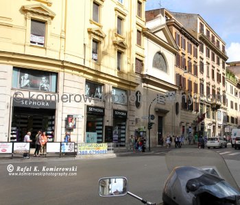Colorful buildings on Via del Tritone  near Academia San Luca  , Rome