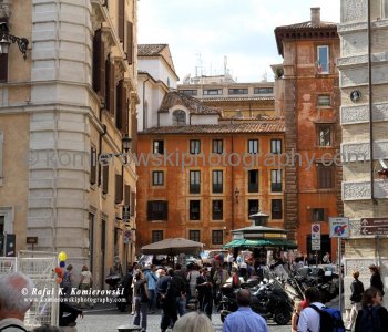 Colorful buildings  next to Pantheon on   Piazza della Rotonda,  Rome