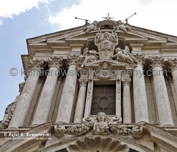 Church façade  next to Fontana di Trevi, Rome