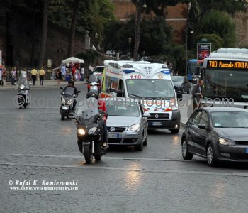 Rush hour traffic at   Piazza Venezia,  Rome