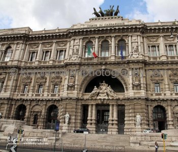 Imposing structure of Corte di Cassazione next to Tiber River,    Rome.    The Supreme Court of Cassation or in Italian: Corte Suprema di Cassazione is the major court of last resort in Italy.