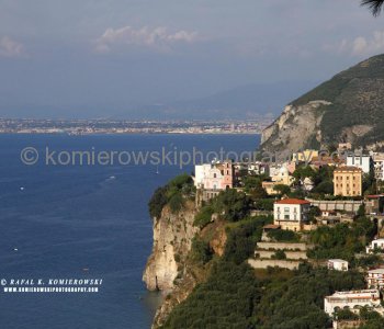 Sorrento sits on the cliffs overlooking the water towards Naples and Mount Vesuvius...