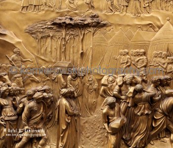 Detail - the bronze door at the Florence Baptistery or Battistero di San Giovanni a.k.a. Baptistery of St. John