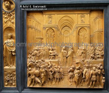 Detail - the bronze door at the Florence Baptistery or Battistero di San Giovanni a.k.a. Baptistery of St. John