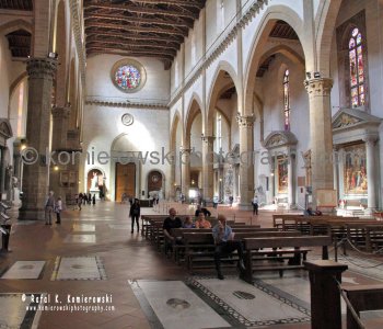 Interior towards the main entrance - Basilica of Santa Croce in Florence