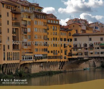 Next to The Ponte Vecchio -colorful buildings along the Arno River in Florence