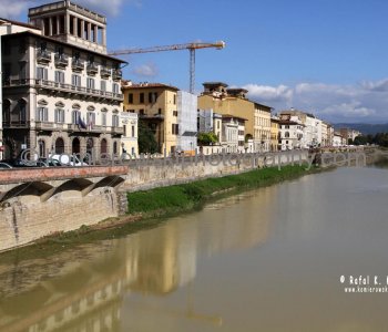 Colorful buildings along the Arno River in Florence