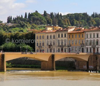 Colorful buildings along the Arno River in Florence