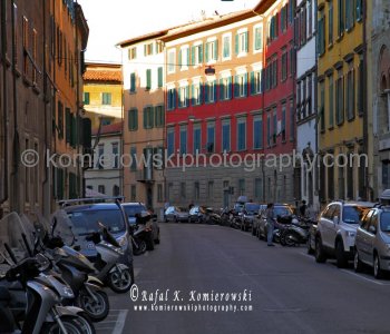 Beautiful Via Santa Maria in Pisa. On this street there are many noble buildings now occupied by the University