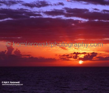Sunrise at Caribbean Sea. Grand Princess cruising towards first port of call Willemstad, Curacao. Wed. March 2, 2011