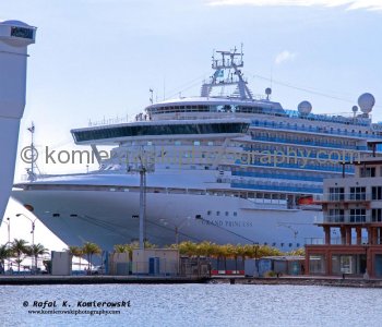 Grand Princess alongisde harbor in Oranjestad, Aruba, Friday, March 4, 2011...already 1309  nautical miles from Fort Lauderdale, Florida