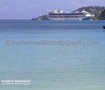 Grand Princess cruise ship seen from Grand Anse Beach