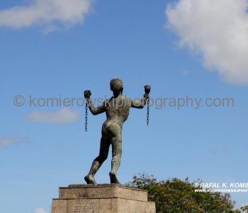 The Bussa Emancipation Statue is a public sculpture of a slave rebellion leader in Barbados- now recognizes Bussa as a national hero