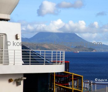 View of SE Peninsula from the upper deck of Grand Princess cruise ship, St. Kitts,