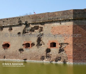Wall that was breached and repaired  at Fort Pulaski