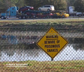 Warning Sign at Rest Area on I-95 (southbound) near Grant Valkaria (south of Melbourne) , Florida