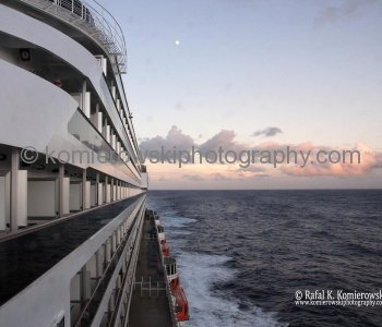 Carnival Magic at sunset... Atlantic Ocean, sailing Day 11,  November 7, 2011