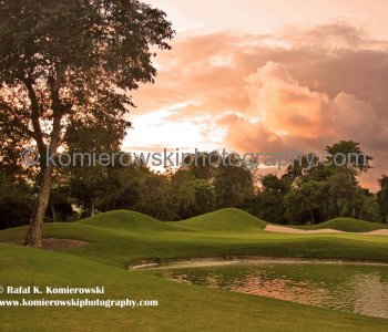 Golf Course at sunset time in Playacar, Playa del Carmen, Quintana Roo, Mexico