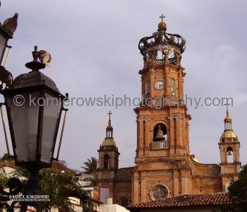 Rising above the town square is the landmark steeple of the Cathedral of Our Lady of Guadalupe
