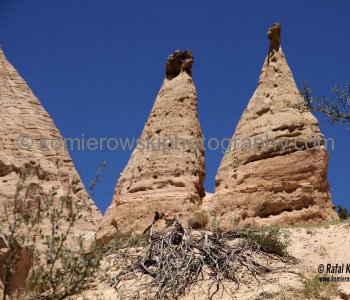 Kasha-Katuwe -hoodoos, a.k.a. tent rocks, are formed from debris spewed from volcanic eruptions that occurred 1.6 and 1.3 million  years ago