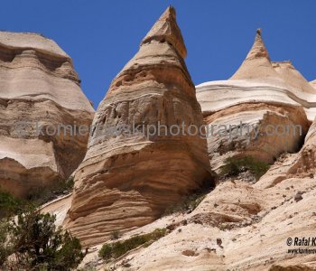 Kasha-Katuwe -hoodoos, a.k.a. tent rocks, are formed from debris spewed from volcanic eruptions that occurred 1.6 and 1.3 million  years ago