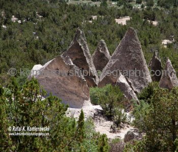 Kasha-Katuwe -hoodoos, a.k.a. tent rocks, are formed from debris spewed from volcanic eruptions that occurred 1.6 and 1.3 million  years ago