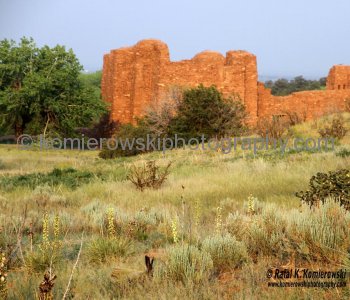 The Spanish Franciscan mission church of La Purisima Concepcion (1630) is the most complete remaining example of the larger Salina  churches.Located about 8 miles north of Mountainair (Hwy 55), at about 6650 feet (2026 m) above sea level