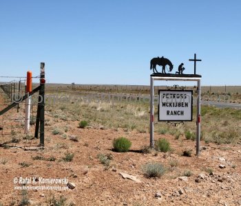 Sign at Entrance Gate to McKibben farm along Hwy. 55, New Mexico