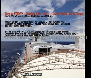 Day 18, FRIDAY ,  October 19 ,  2012, SW of Tonga, cruising towards New Caledonia,  South Pacific