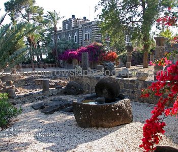 An olive mill and an olive press dating from Roman times in Capernaum
