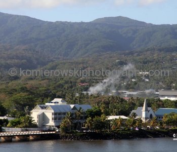 Apia, the city is located on the central north coast of Upolu