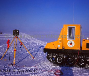 Canadian Arctic, Massey Sound, April 1975, -40C.  Surveying Canadian Arctic from Massey Sound towards Sverdrup Channel between Amund Rignes Island, Ellef Rignes Island and Axel Heiberg Island