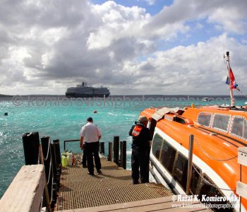 MS Oosterdam anchor up just off the island and tender passengers...