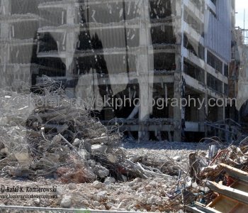 Christchurch after earthquake, New Zealand...photo taken through a tour bus window...