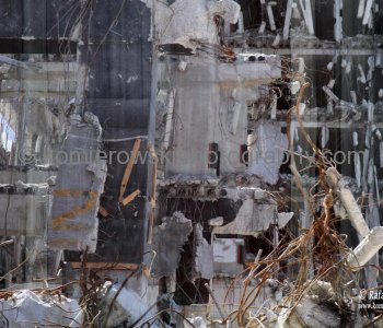 Christchurch after earthquake, New Zealand...photo taken through a tour bus window...