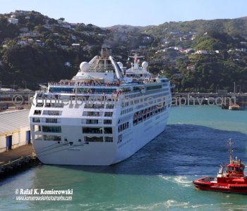 View from upper deck on MS Oosterdam, Wellington, New Zealand
