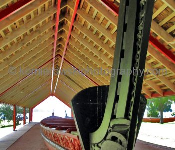 Worlds largest war canoe at Waitangi, New Zealand