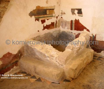 Remains of the mural in the Roman-style bath at Masada