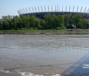 National Stadium seen from Wislostrada near Old Town, Warsaw, Poland