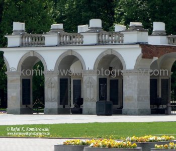 Tomb of the Unknown Soldier, Warsaw, Poland,. The Tomb is constantly lit by an eternal flame and assisted by a guard post by the Representative Battalion of the Polish Army.