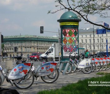 View of Pilsudski Square from Zacheta, Warsaw, Poland.