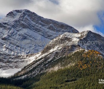 East Slopes of the Canadian Rockies  seen from Smith Dorrien Trail along Spray Lake...