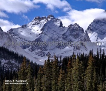 East Slopes of the Canadian Rockies  seen from Smith Dorrien Trail along Spray Lake...