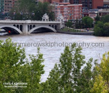 Centre Street Bridge, Bow River, Calgary Flood (June) 2013, Alberta